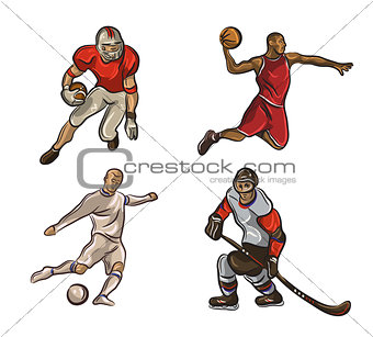 Football , basketball player, hokeist isolated on a white background. vector