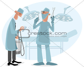 Surgeon and anesthetist