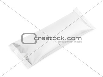 blank plastic pouch snack packaging isolated on white