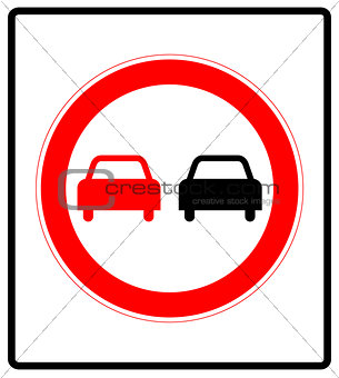 No overtaking road traffic sign icon in flat style on a white background