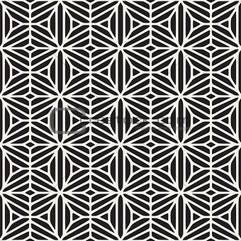 Vector Seamless Black And White Ethnic Geometric Floral Pattern