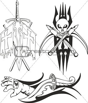 Fantasy tattoo crusader sketches