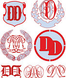 Set of DD monograms and emblem templates