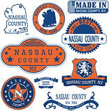 Nassau county, New York. Set of stamps and signs.