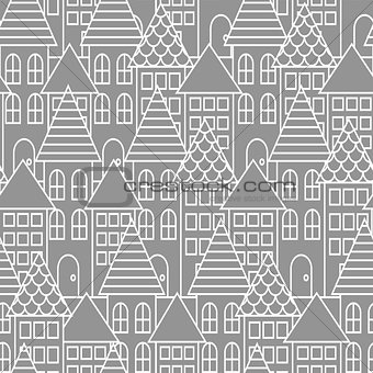 Gray and white line city seamless pattern.