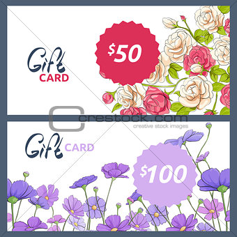 gift card with colorful flowers