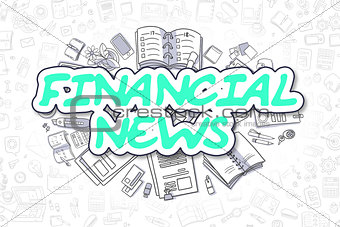 Financial News - Doodle Green Word. Business Concept.
