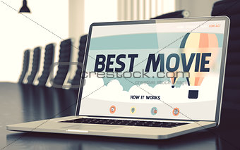 Landing Page of Laptop with Best Movie Concept. 3D.