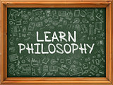 Learn Philosophy - Hand Drawn on Green Chalkboard.