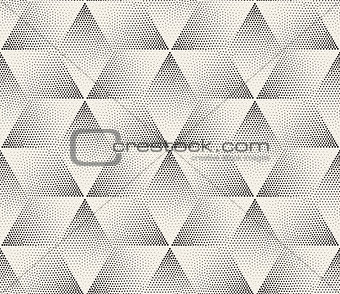 Vector Seamless Black and White Stippling Halftone Gradient Rhombus Pattern