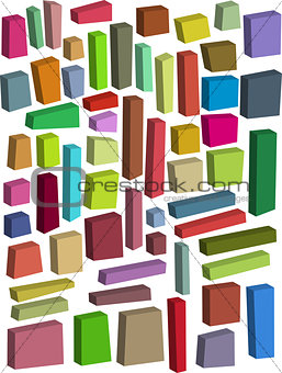 rectangular square 3d shapes in multiple color on white