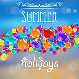 Baloons on the summer background with flares.