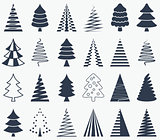 Black vector abstract christmas tree icons