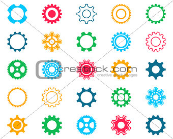Collection of colorful gear wheel icons