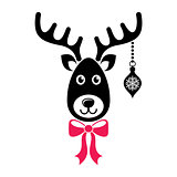 Vector cartoon reindeer face christmas icon