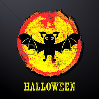 Halloween card with funny bat