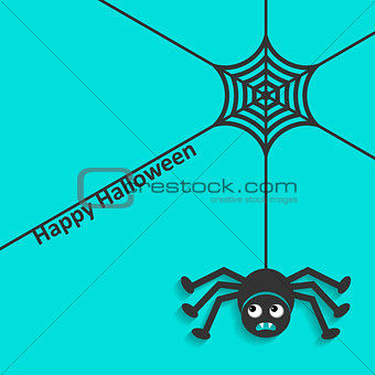 Happy halloween spider web and spider 
