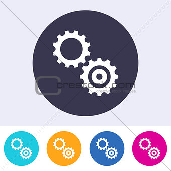 Simple vector gears icon colorful buttons
