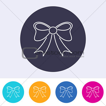 Vector outline bow icon colorful buttons 