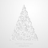 Absrtact Floral Christmas Tree Background,