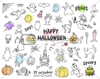 Set of Halloween doodles