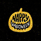 Happy Halloween Party banner with gold typography