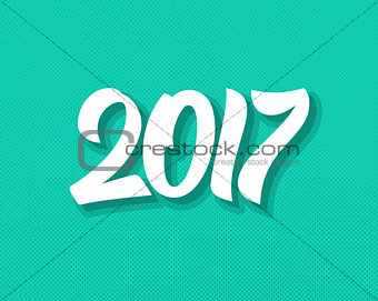 Happy New Year 2017 flat retro vector background
