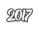 Happy New Year 2017 flat retro vector background