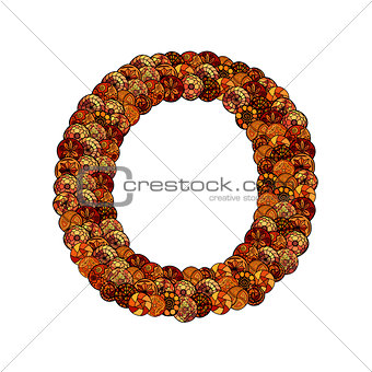 abstract vector font, made of ethnic elements - letter o