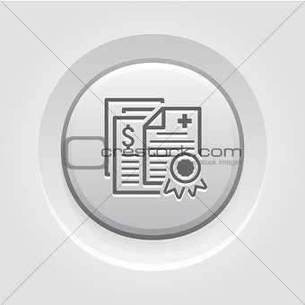 Health Insurance Policy Icon. Grey Button Design.