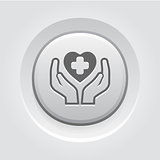 Health Care Center Icon. Grey Button Design.