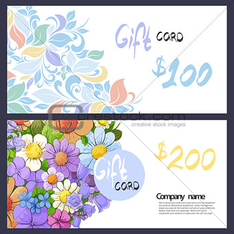 Gift card with elegant patterns and flowers
