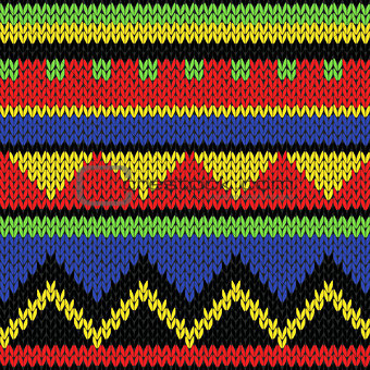 Seamless knitting geometrical colourful bright pattern