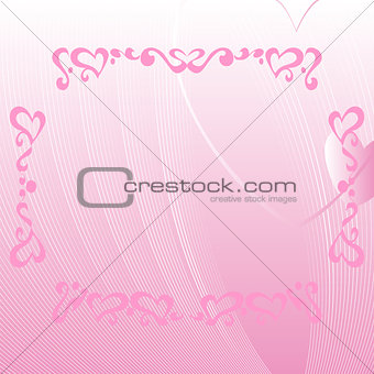 Romantic pink background with ornate elements