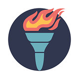 Flat style torch icon illustration.
