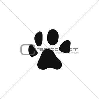 Dog paw icon in flat design
