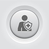 Personal Insurance Icon. Grey Button Design.