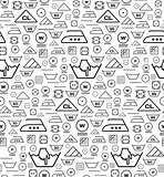 Pattern created from laundry washing symbols on a white background