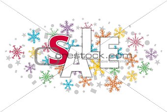 christmas offer sale banner with color snowflakes