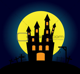 Halloween background with old castle