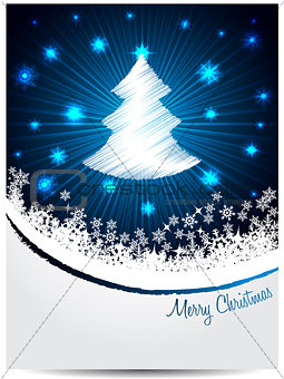 Blue white christmas greeting with bursting scribbled christmast
