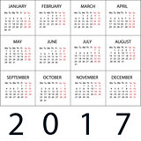 Calendar 2017 white Vector background.
