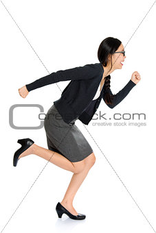 Fullbody young Asian woman running