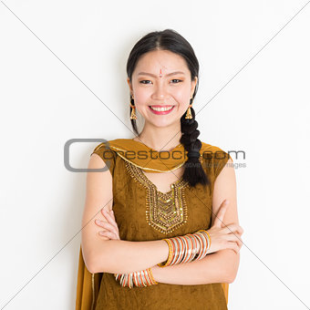 Mixed race Indian woman in sari dress