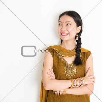 Mixed race Indian female in sari dress