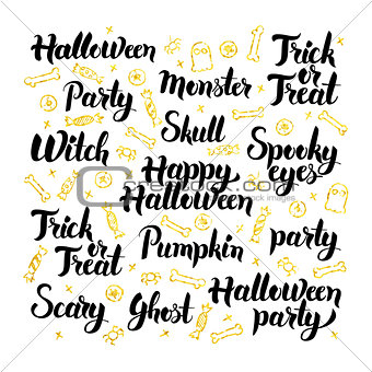 Halloween Party Lettering Design Set