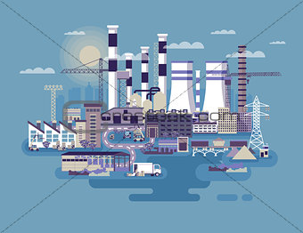 Industrial zone with factories
