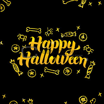 Happy Halloween Gold Black Greeting Card