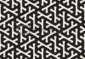 Vector Seamless Black and White Rounded Bone Shape Pattern