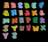 3D graffiti color fonts alphabet over black